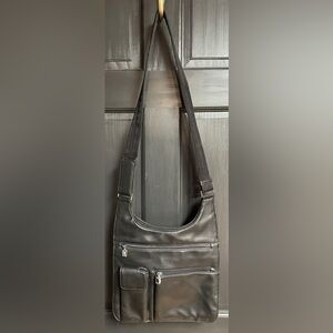 Nine West Black Faux Leather Utility Crossbody Bag Medium Size Lots of Storage